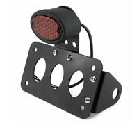 Reflector para matrícula Soporte de matrícula Lateral Aluminio para Motocicleta, Soporte Placa, luz LED roja, Trasera Freno, Compatible con Harley Bobber(Type 2)