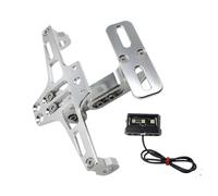 Reflector para matrícula Soporte de matrícula Trasera Ajustable Compatible con Honda Hornet 900 600 CB600F 1998-2014, luz LED(Silver)