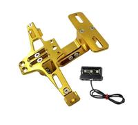Reflector para matrícula Soporte de matrícula Trasera Ajustable Compatible con Honda Hornet 900 600 CB600F 1998-2014, luz LED(Gold)
