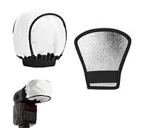 Reflector Plata, Reflector de Flash, Difusor de Luz de Dos Caras, 2 en 1 Difusor de Luz con Banda de Goma, Difusor Flexible Universal Flash, Difusor de Tela Universal, para Flash de Cámara, 2 PCS