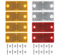 Reflectores rectangulares para atornillar, 8 pzs, naranja, Blanco y Rojo, dimensiones 90 x 40 x 6,5 mm, distancia entre agujeros 70 mm, con marca E, incl. tornillos M5 + tuercas