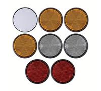 Reflectores redondos para pegar, 8 pzs, naranja, Blanco y Rojo, Ø 60 mm de diámetro, con marca E, reflectores para remolques, cat's eye izquierdo derecho, reflector tractor disco difusor