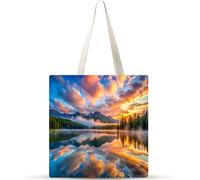 Reflejo de las nubes del cielo Bolsa de Lona con Estampado,juego de 10 Bolsos de lona para Mujer, Bolsa de Tela Reutilizable para Compras de Comestibles para Trabajo Compras Escuela y Vida Cotidiana