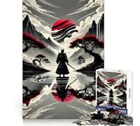 Reflejo de samurái en Paisaje monocromático Rompecabezas de 1000 Piezas para Adolescentes Juguete Que estimula la lógica Diversión en Interiores Borde Premium Regalo Memorable (38x52cm)
