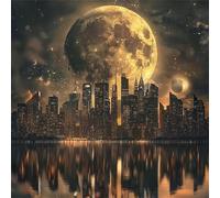 Reflejos de la Ciudad a la luz de la Luna Puzzle de 200 Piezas,28x28 cm Rompecabezas DIY,Entretenimiento Creativo,Rompecabezas para Adultos,Juego de Habilidad para Toda la Familia