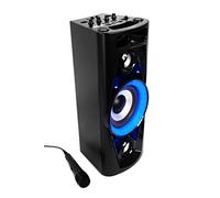 Reflexion PS07BT - Máquina móvil de sonido disco (con Bluetooth, radio, 2 x USB, entrada auxiliar, función de karaoke y batería), color negro