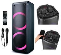 Reflexion PS09BT - Altavoz portátil con Bluetooth para DJ, Karaoke, 500 W, Radio FM-PLL, Efecto LED con Cambio de Color, Incluye micrófono, batería integrada, Color Negro