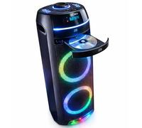 REFLEXION PS10BTCD - Altavoz portátil Bluetooth para Fiestas, iluminación LED, Incluye Radio FM PLL y Reproductor de CD, 480 W, micrófono, batería integrada para 10 Horas de música, Color Negro