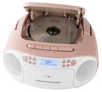 Reflexion RCR2260 - Reproductor de CD con Casete y Radio para alimentación y batería (PLL FM, Pantalla LCD, Entrada Auxiliar, Conector para Auriculares), Color Blanco y Rosa