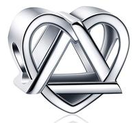 Reflexiones Adopción Símbolo Corazón Charm, Compatible con pulsera Pandora Valentines, cuentas de triángulo y corazón entrelazados calados de plata de ley 925, regalo para novia