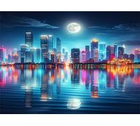 Reflexiones de la Ciudad a la luz de la Luna - Puzle de 150 Piezas - Rompecabezas DIY Pintura, Entretenimiento Creativo, para Adultos Mayores de 14 años Decoración del Hogar