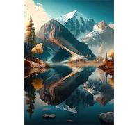 Reflexiones de montaña - Puzle de 100 Piezas - Rompecabezas DIY Pintura, Entretenimiento Creativo, para Adultos Mayores de 14 años Decoración del Hogar