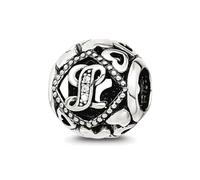 Reflexiones de plata de ley 925 con circonita cúbica y diamantes de imitación, nombre personalizado monograma inicial en L, joyería de regalo para mujeres