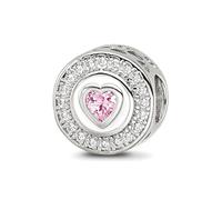 Reflexiones de plata de ley 925 esmalte CZ zirconia cúbica diamante redondo amor corazón cuentas joyería regalos para mujeres