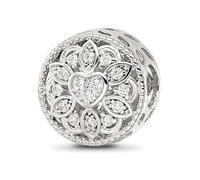 Reflexiones de plata de ley 925 Rhod chapado en circonio cúbico diamante simulado floral corte joyería regalos para mujeres