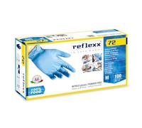Reflexx - 100 guantes de nitrilo sin polvo, modelo R72, M, azul claro, 100