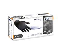 Reflexx Guantes de nitrilo sin polvo R78, color negro, Gr 4, 100 unidades, color negro