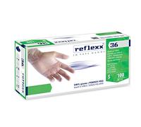 Reflexx - Guantes de vinilo con polvos R36, L, transparente, 100