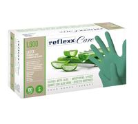 Reflexx L600/M Guantes desechables de látex con Aloe Vera, verde, 100 unidades)