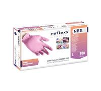 Reflexx N82 Guantes de nitrilo rosa, sin polvo, gr. 3.2 (L)