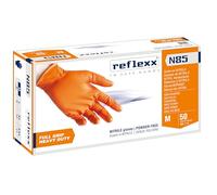 Reflexx N85 - Guantes de nitrilo con agarre completo - Ideal para trabajos pesados, M, arancione, 50