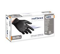 Reflexx N85B/XL - Guantes de nitrilo sin polvo, color negro, Full Grip - 8,4 g (M) Ultra resistentes