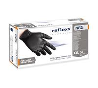 Reflexx N85B/XXL - Guantes de nitrilo sin polvo, color negro, Full Grip - 8,4 g (M) Ultra resistentes Talla XXL