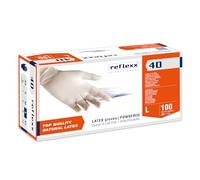 Reflexx R40 Guantes de látex con polvo, Talla L, Bianco, 100 Piezas