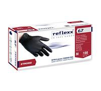 Reflexx R67/L sin polvo guantes de nitrilo Gr 5.5, tamaño grande, negro (Pack de 100)