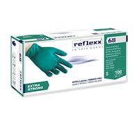 Reflexx R68/XL sin polvo guantes de nitrilo Gr 6.0, tamaño XL, verde (Pack de 100)
