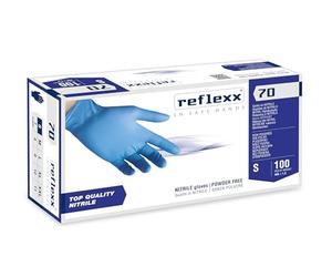 Reflexx R70 / S Guantes de nitrilo sin polvo, pequeño, azul claro, paquete de 100