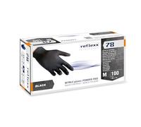 Reflexx R78 / M Guantes de nitrilo sin polvo, medio, negro, paquete de 100