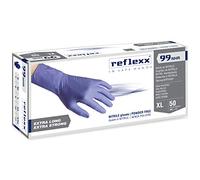 Reflexx R99/M "hirisk," La alta resistencia sin polvo guantes de nitrilo Gr 8,9, tamaño mediano, color azul (Pack de 50)