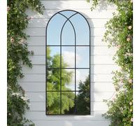 Reflix Espejo arqueado de 60 x 165 cm, espejo de cuerpo completo para jardín, exterior, estilo antiguo, gótico, con marco de aluminio, para pasillo, salón, dormitorio, entrada, color negro