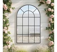 Reflix Espejo de jardín para exteriores, 100 x 75 cm, espejo de pared para decoración, espejo de ventana con marco de aluminio para pasillo, salón, dormitorio, entrada, negro