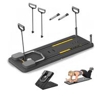 Reformar Pilates con medidor LED, 5 en 1 reformador de pilates, plegable y compacto para un fácil almacenamiento, rodillo abdominal rebote automático de pilates multifunción (gris)