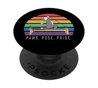 Reformer Pilates gato amante LGBT divertido animal Paws Pose Pride PopSockets PopGrip Adhesivo