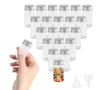 REFORUNG 48 Piezas Botellas de Vidrio Pequeñas con Tapa de Rosca Tubos de Ensayo Cristal 25ml Tubo de Ensayo Vidrio Transparente Tubo de Ensayo Pequeño con 2 Embudos para Líquidos Polvos Semillas