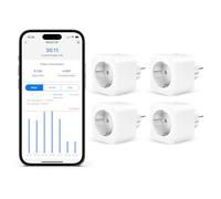 Refoss Enchufe Inteligente para Apple HomeKit, WiFi, Temporizador de 16A con Monitor de Energía, Control Remoto y por Voz, Compatible con Siri, Alexa y Google Home, 4 Piezas