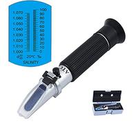 Refractómetro de salinidad,Probador de Agua Salada portátil con compensación automática de temperatura,hidrómetro 0-100‰ y refractómetro ATC de gravedad específica de 1,000a1,070 para acuarios marinos