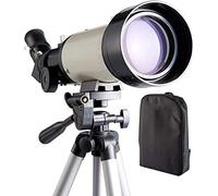 Refractor astronómico de 70 mm y 400 mm para Exteriores, Ideal para niños, Adultos y Principiantes. Portátil con trípode Ajustable y Mochila.