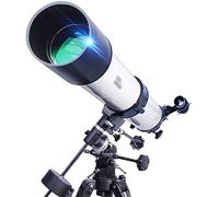 Refractores Telescopio Ideal para Principiantes Apertura de 90 mm Telescopio Refractor astronómico de 1000 mm con Adaptador para teléfono Inteligente Refractores de Mochila Enfoque rápido y