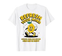 Refresca tu Mente con el diseño de limón Feliz Camiseta gráfica económica, Hombre, Blanco, M