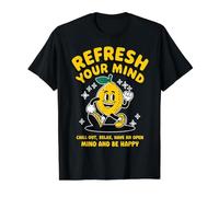 Refresca tu Mente con el diseño de limón Feliz Camiseta gráfica económica, Hombre, Negro, XL