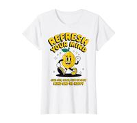 Refresca tu Mente con el diseño de limón Feliz Camiseta gráfica económica, Mujer, Blanco, L