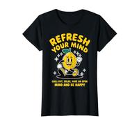 Refresca tu Mente con el diseño de limón Feliz Camiseta gráfica económica, Mujer, Negro, XS