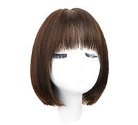 Refrescante 30 cm / 12 "Pelucas rectas marrones cortas para mujer Cabello humano Peluca corta marrón Bob Pelucas rectas cortas con flequillo Peluca de cabello humano corto esponjoso natural Ajustable