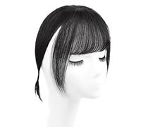 Refrescante Clip de flequillo en extensiones de cabello Flequillo de cabello humano real con patillas Postizos para mujeres Clip en flequillo de aire Flequillo plano Extensión Ajustable