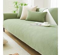 Refrescante funda de sofá de verano, tela de hielo similar a la seda, antideslizante, transpirable, se adapta a 1-4 asientos, 3 cojines incluidos, verde, 70 x 210 cm, perfecta para uso doméstico y