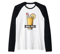 Refrescante impresión gráfica de jugo de manzana Camiseta Manga Raglan